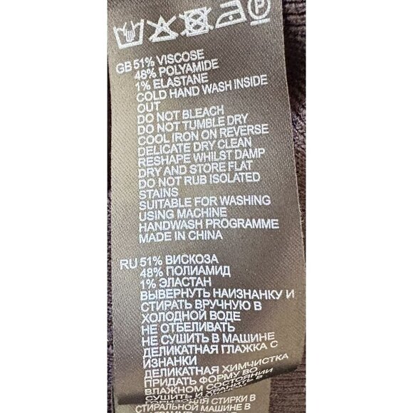 Reiss Miranda Drape Shoulder Top Black Stretch Knit L - Picture 11 of 11